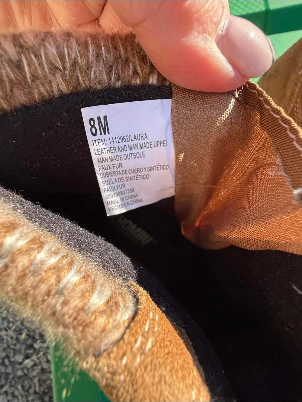 Khombu Tan Suede Women’s Sz 8 Booties with Faux-Fur Cuff Winter Boots